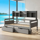 Audreamy Alder Wooden Bed with Storage Drawers Grey Single