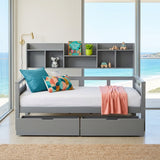 Audreamy Alder Wooden Bed with Storage Drawers Grey Single