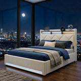 Audreamy Vega Ottoman Bed Beige Velvet