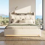Audreamy Vega Ottoman Bed Beige Velvet