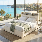 Audreamy Vega Ottoman Bed Beige Velvet