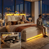 Audreamy Vega Ottoman Bed Beige Velvet